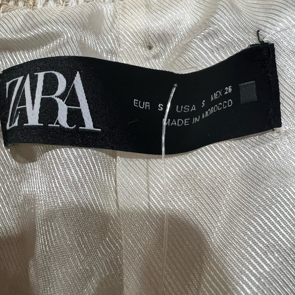 ZARA TWEED STRUCTURED SHORT BLAZER WOOL BLEND LIMITED EDITION -Tan Beige Small - Picture 6 of 12